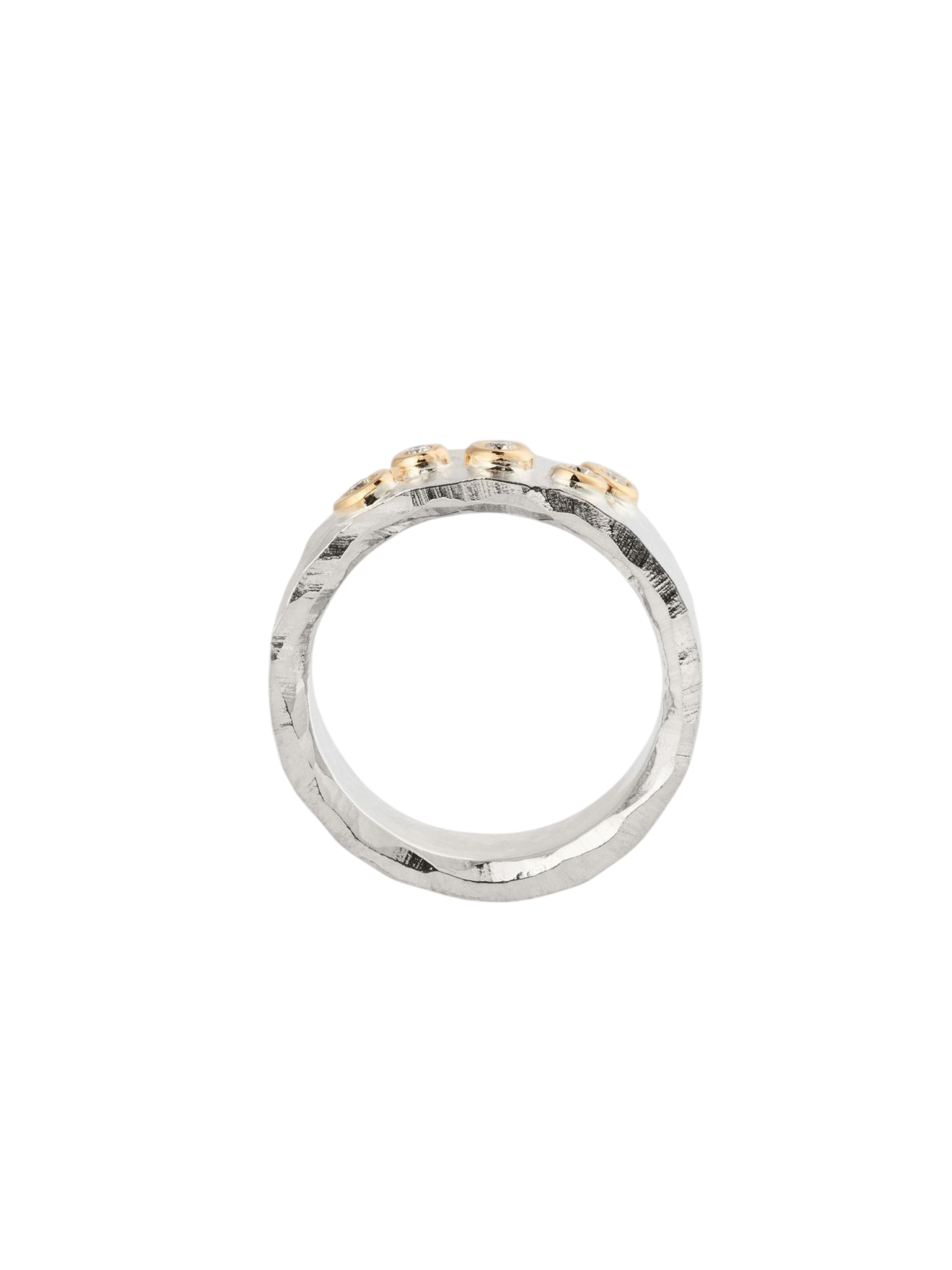 Ringo diamond - ring in silver and 18k yellow gold with 0,09ct diamond (3x0,02 + 2x0,015), 8 mm.